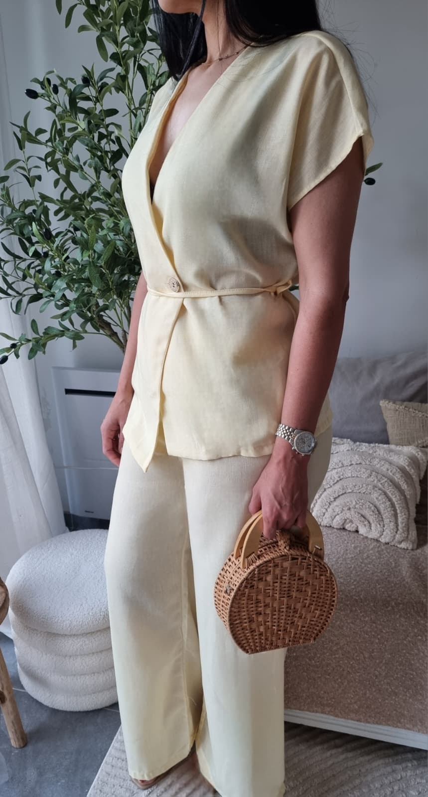ENSEMBLE VESTE CROISÉE SANS MANCHES