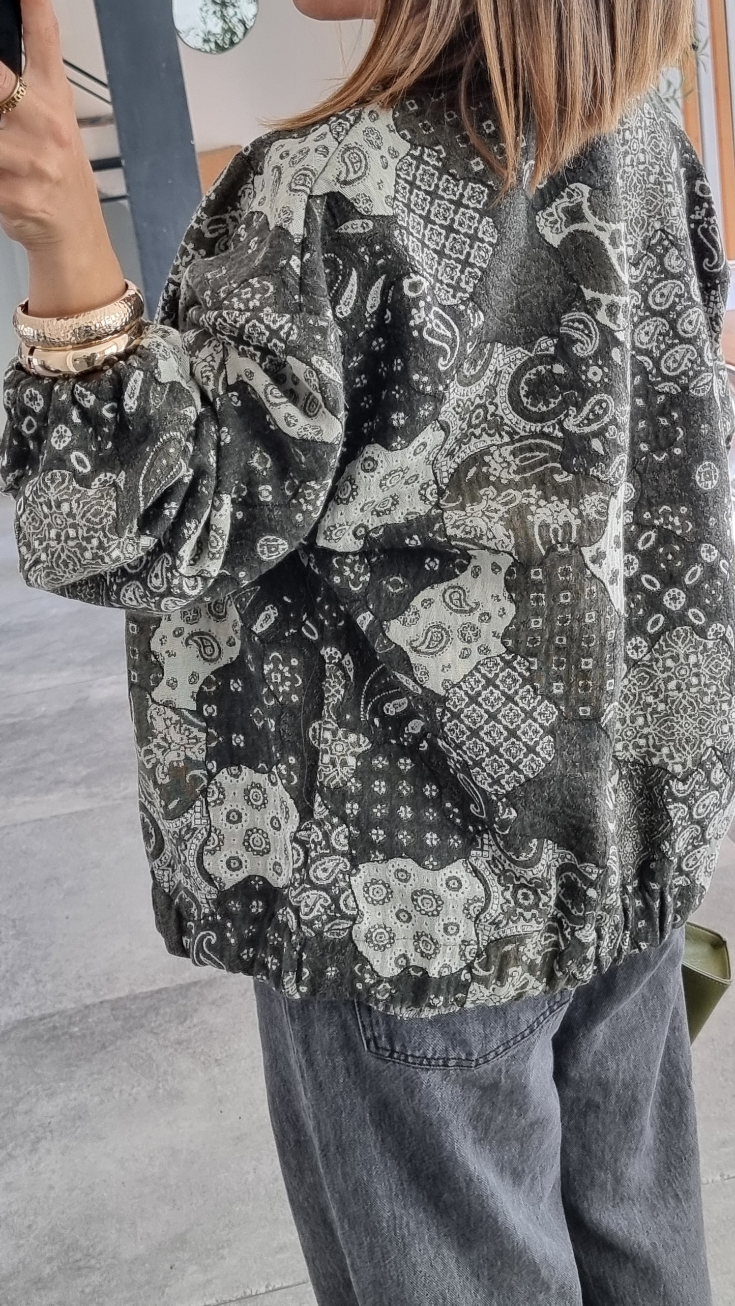 VESTE BOMBERS A MOTIF KAKI