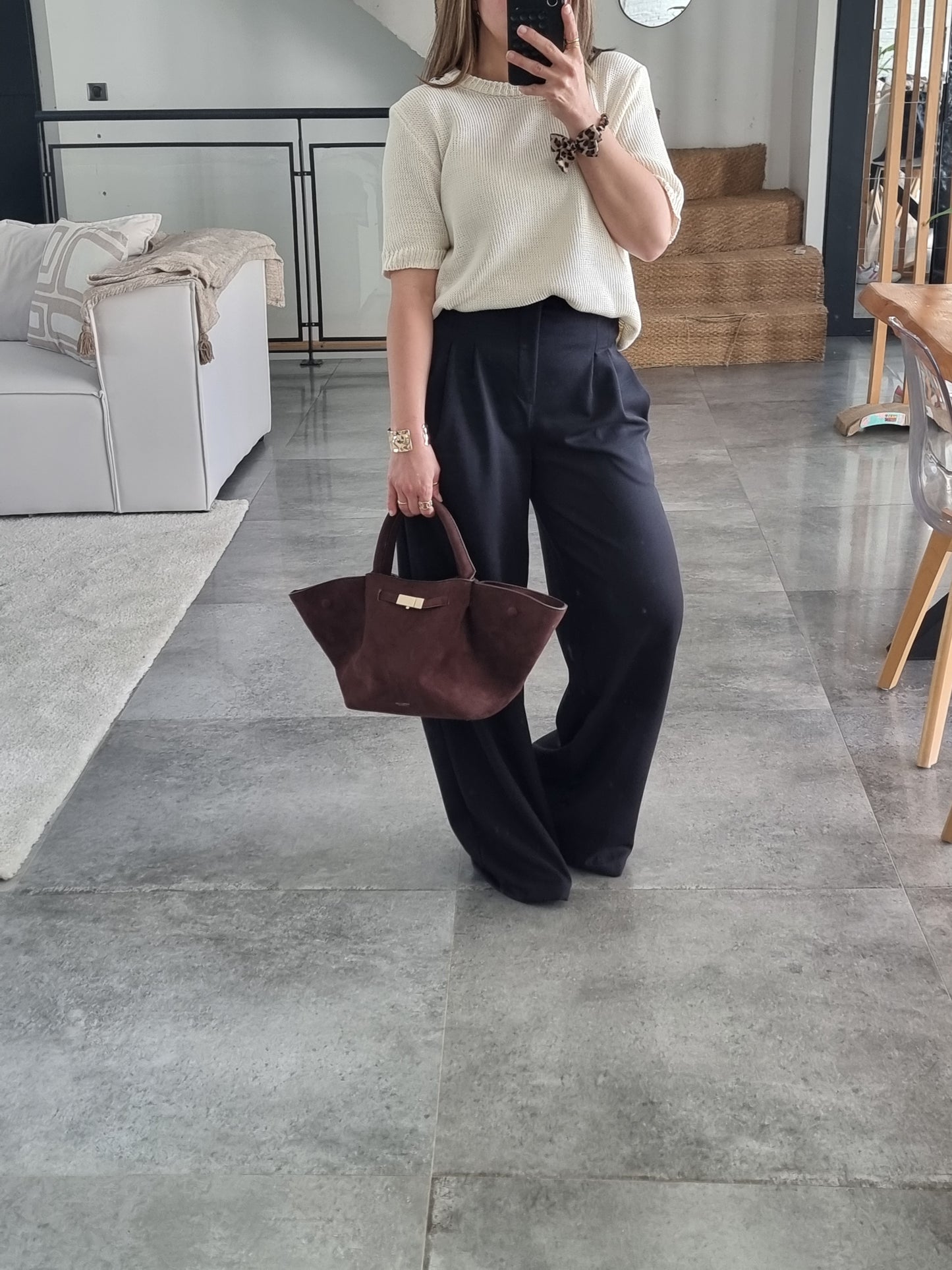 PANTALON JOGGER À PINCES GRIS