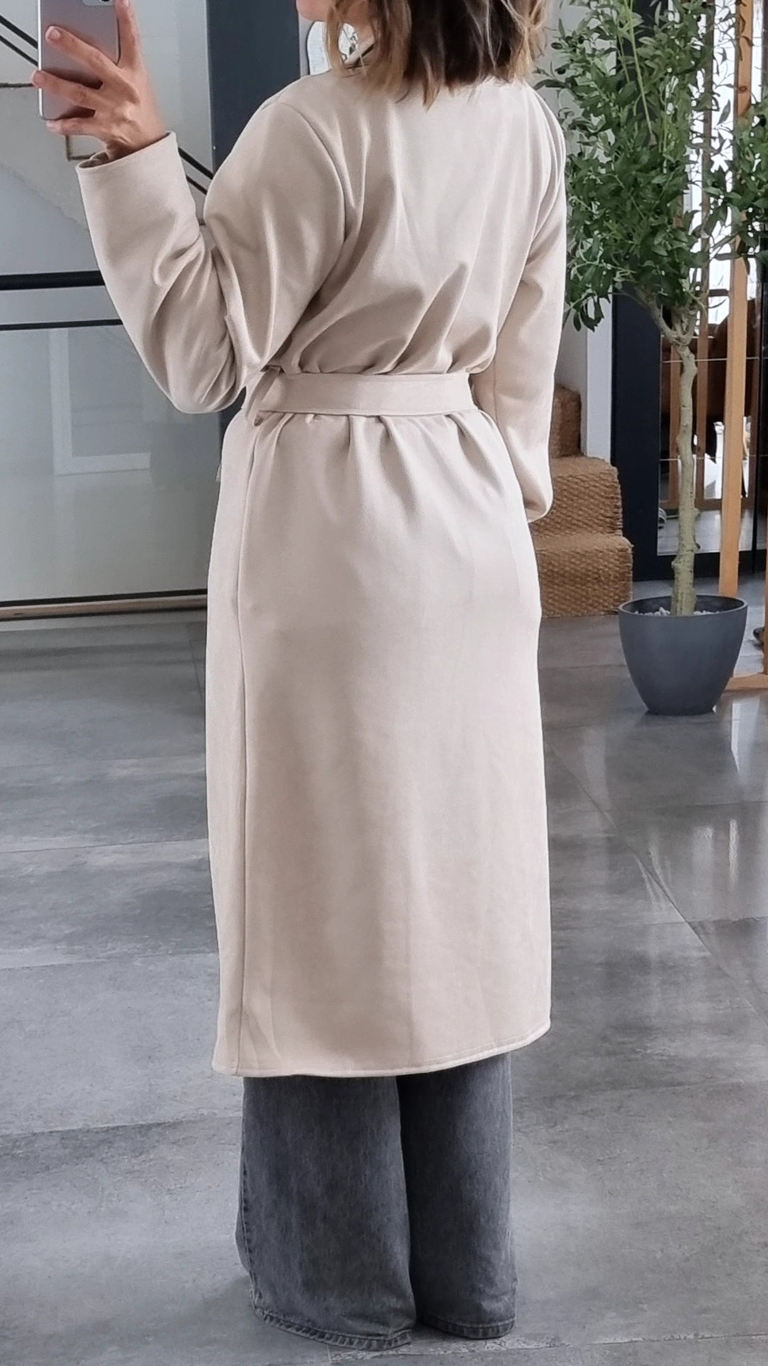 TRENCH COAT EFFET DAIM BEIGE