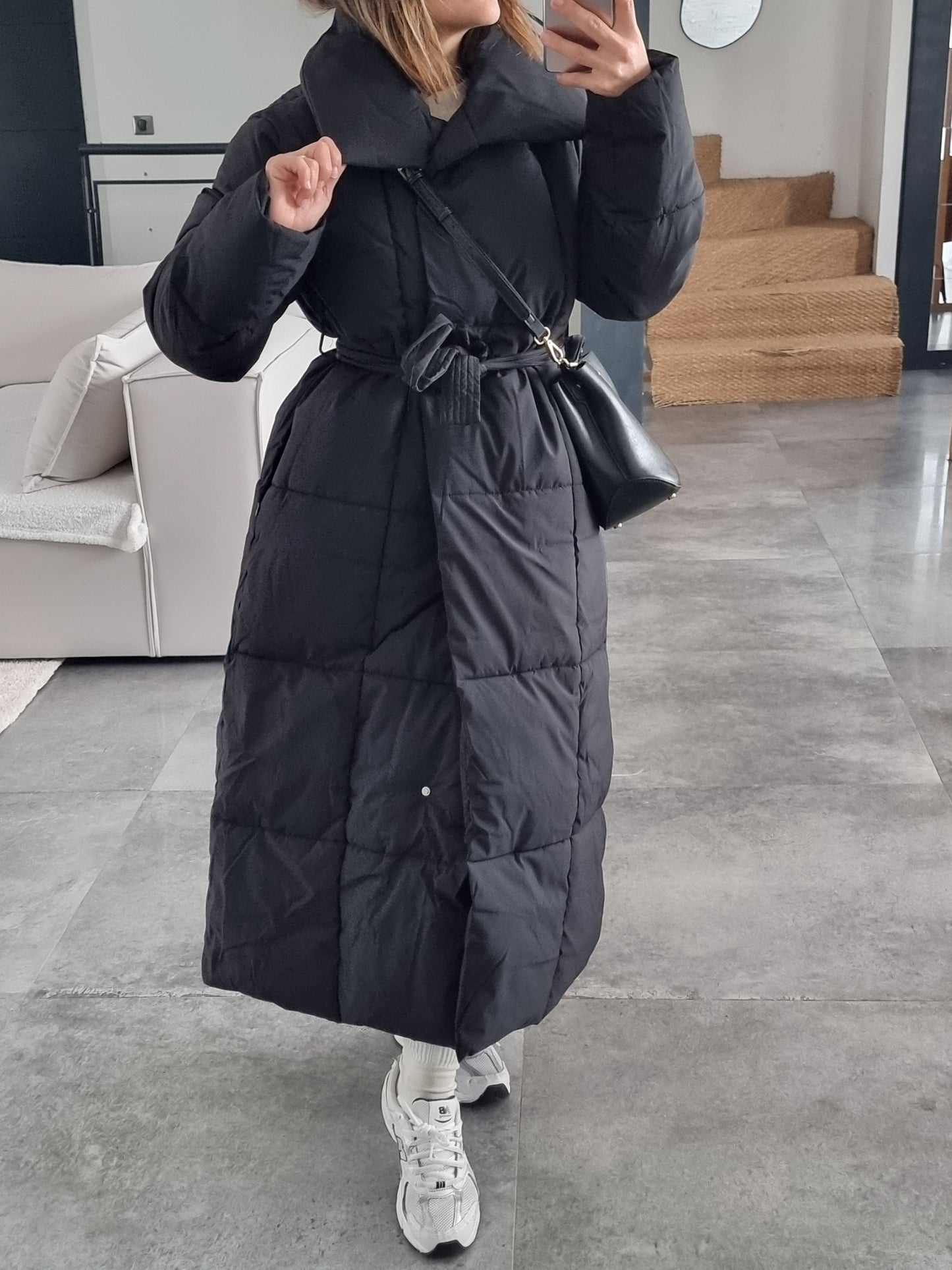 DOUDOUNE LONGUE MATELASSÉE NOIRE