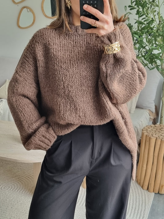 PULL LAINE TAUPE FONCÉ