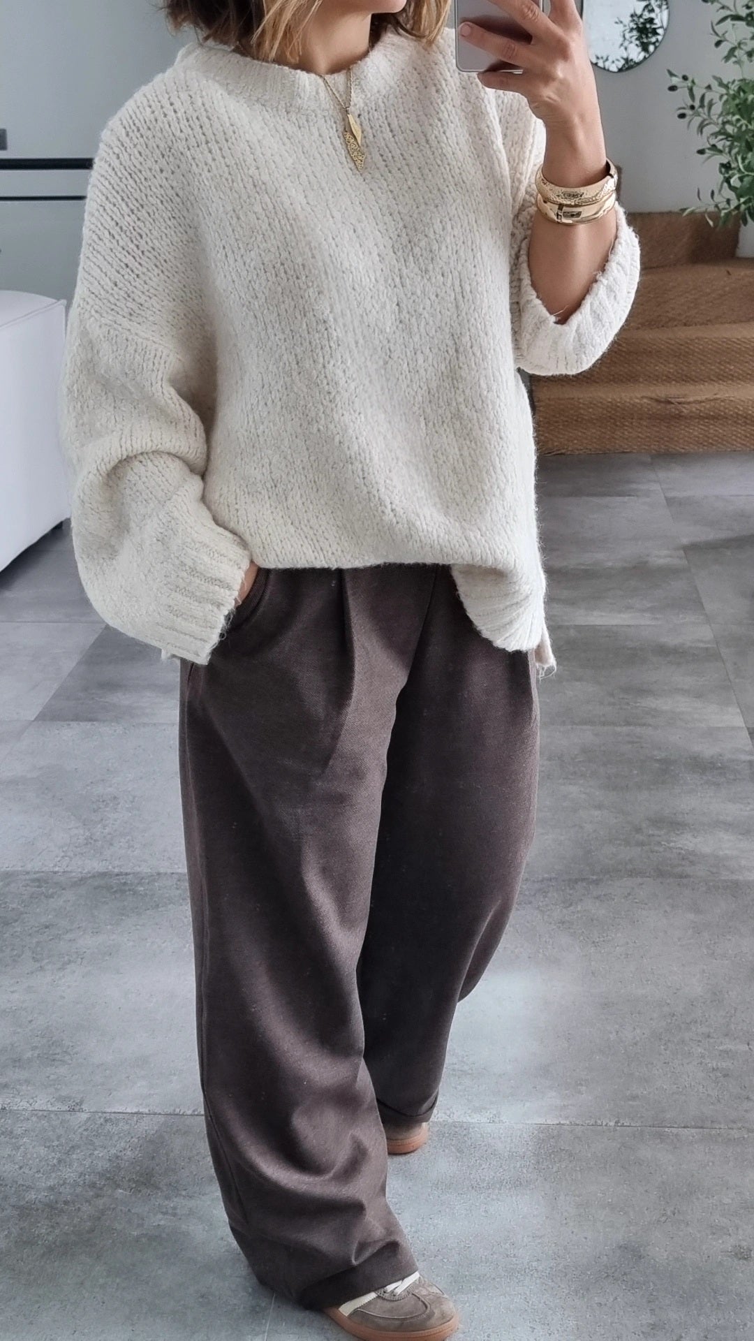 PULL LAINE ÉCRU