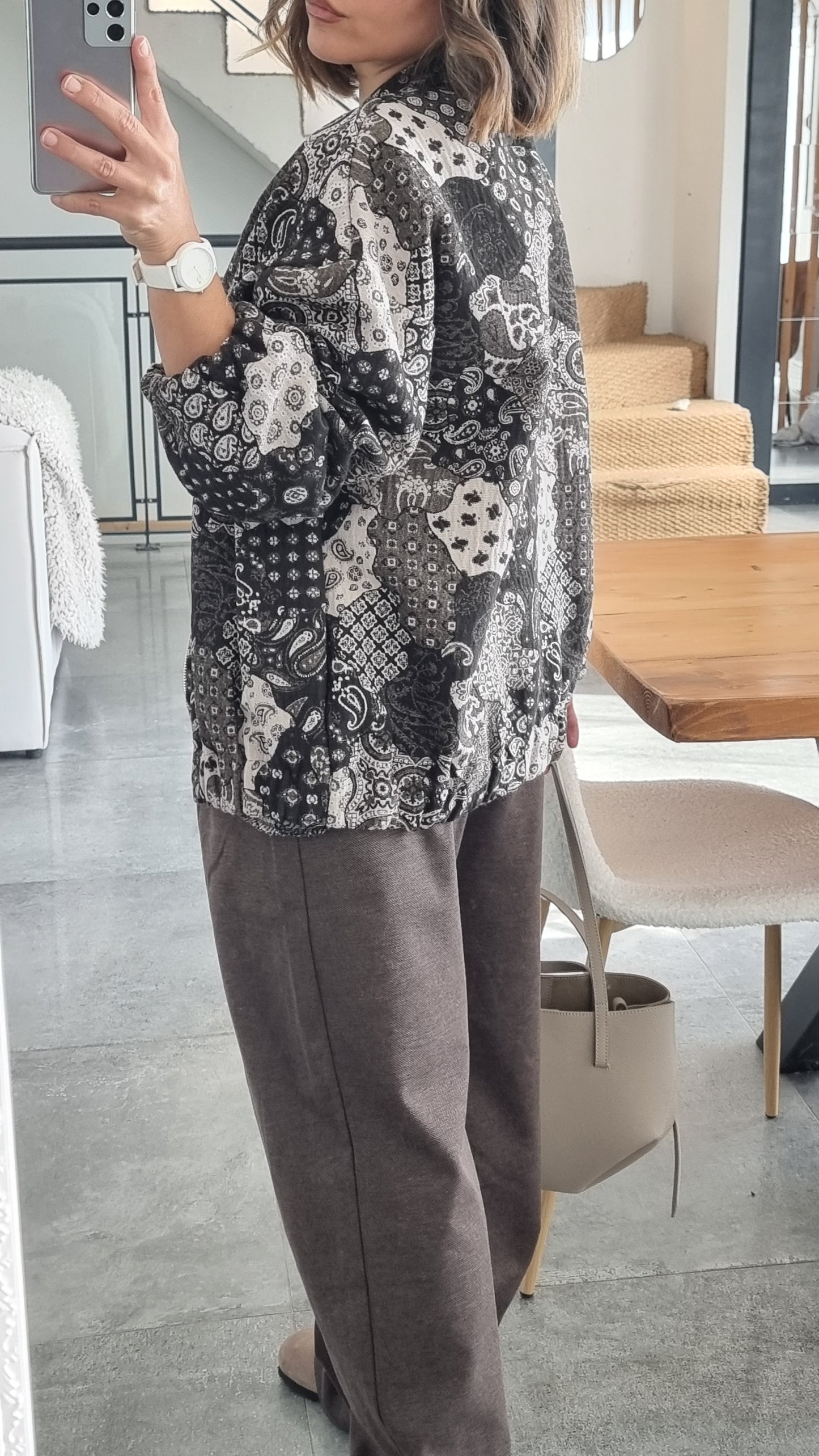 VESTE BOMBERS À MOTIF CHOCOLAT