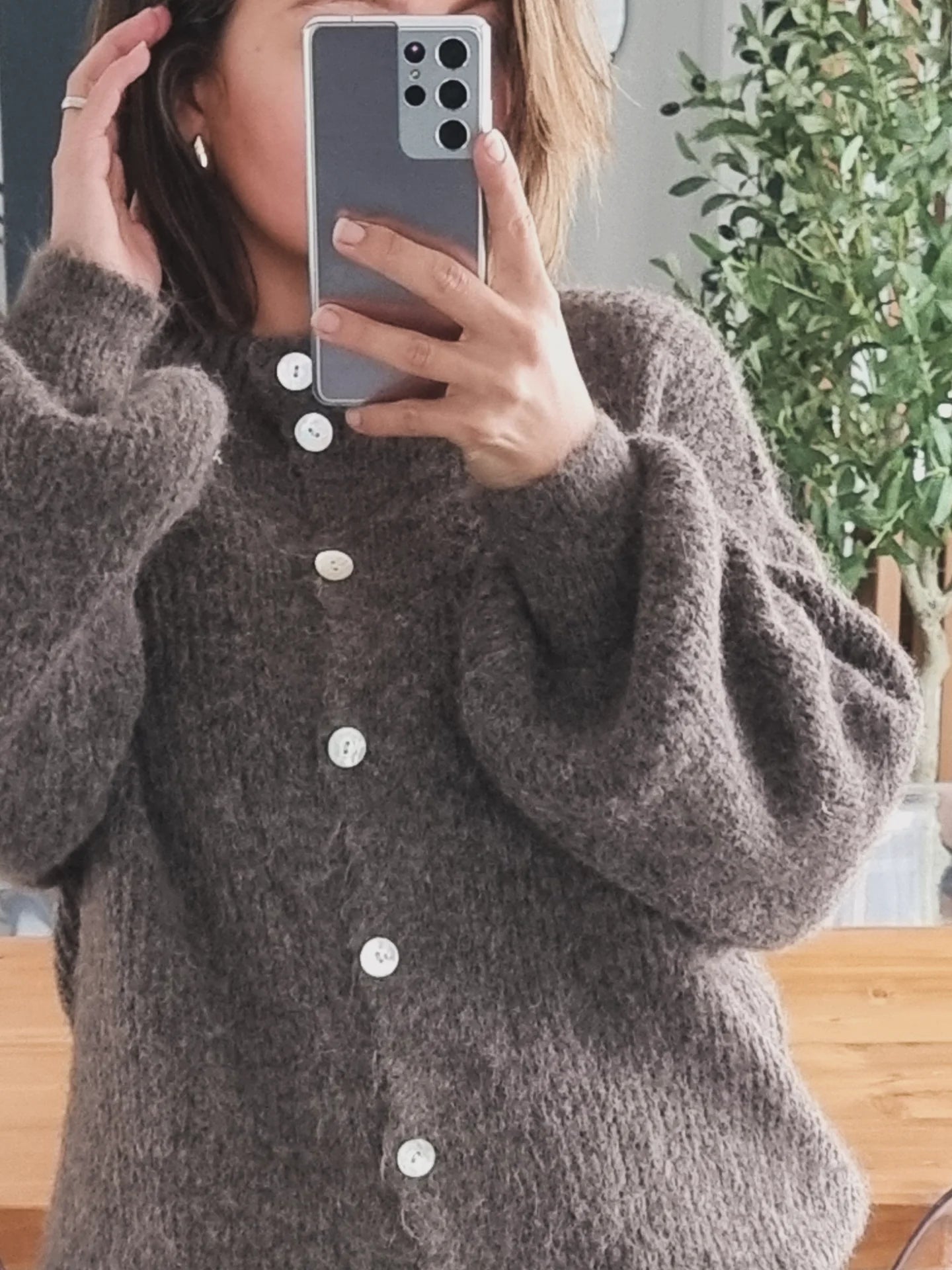 PULL CARDIGAN LAINE TAUPE