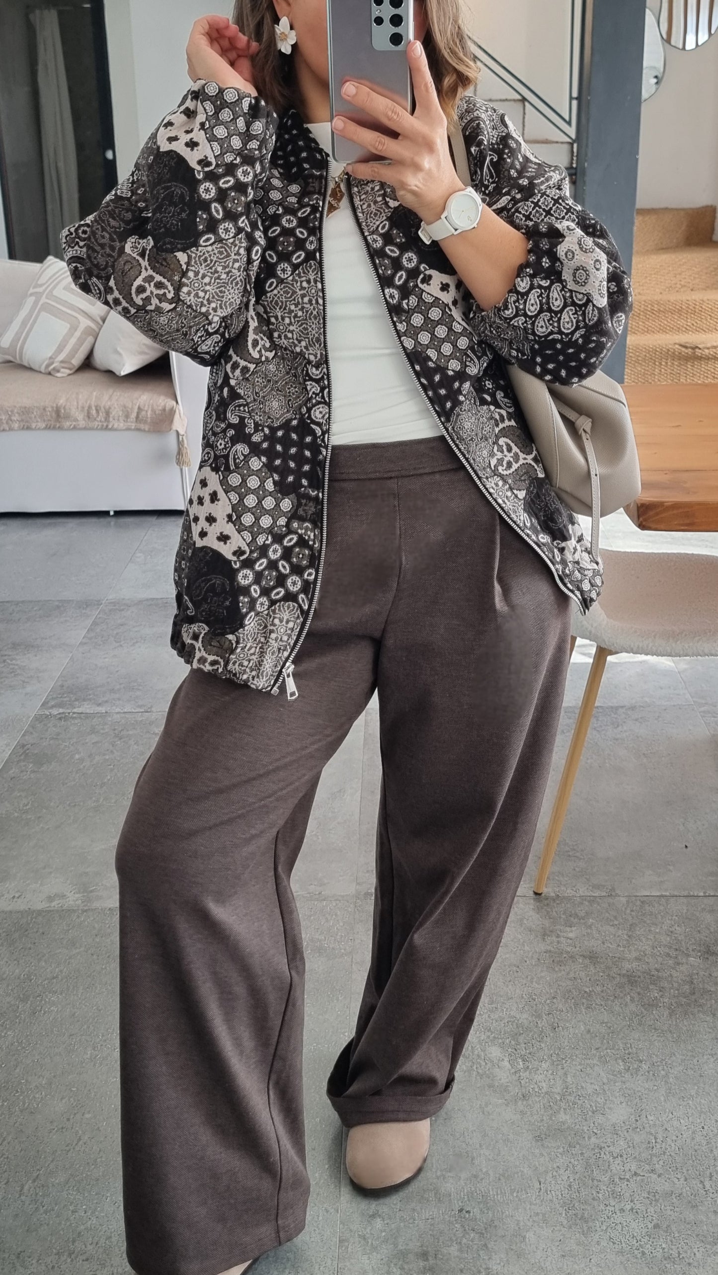 VESTE BOMBERS À MOTIF CHOCOLAT