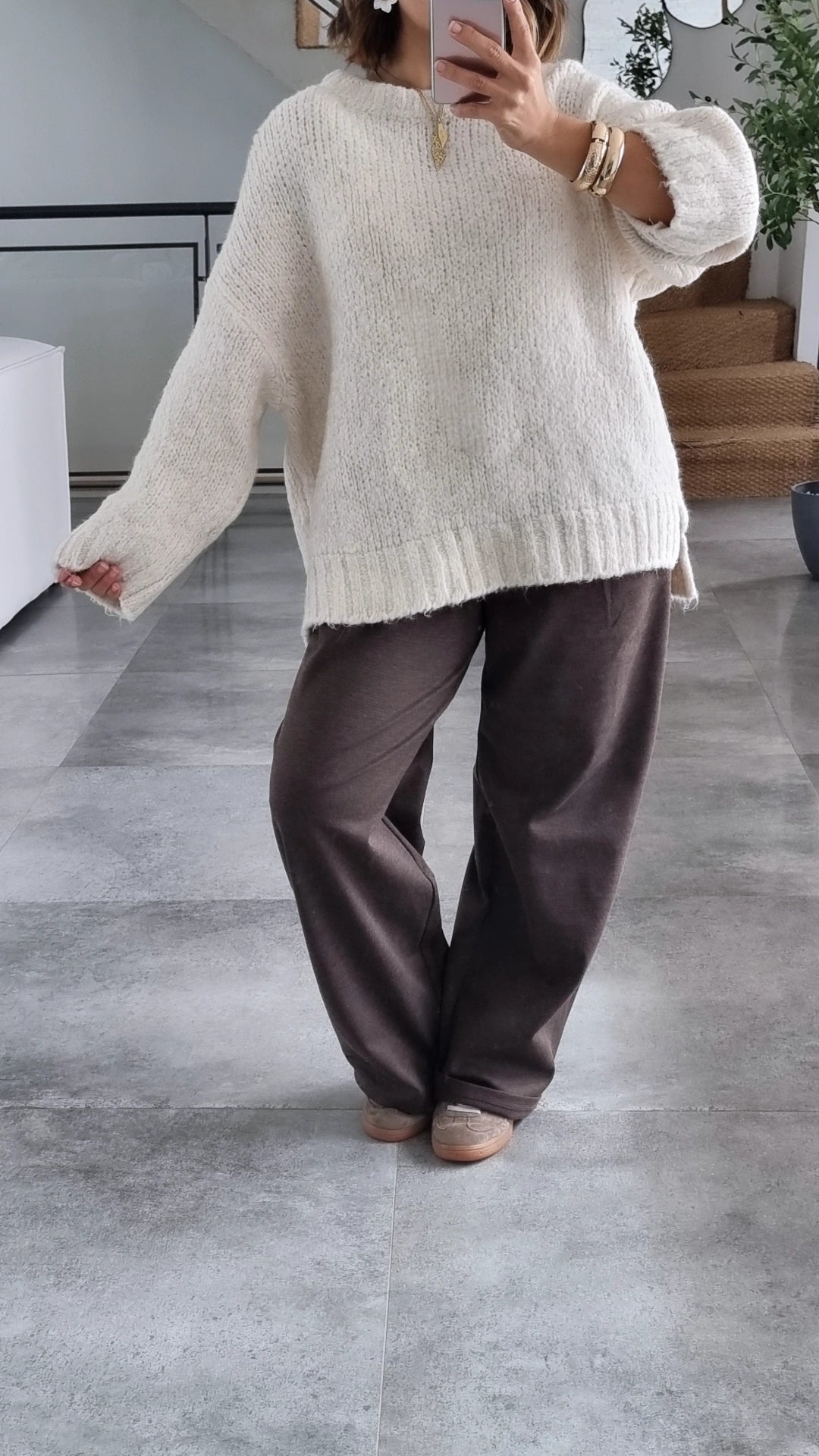PULL LAINE ÉCRU