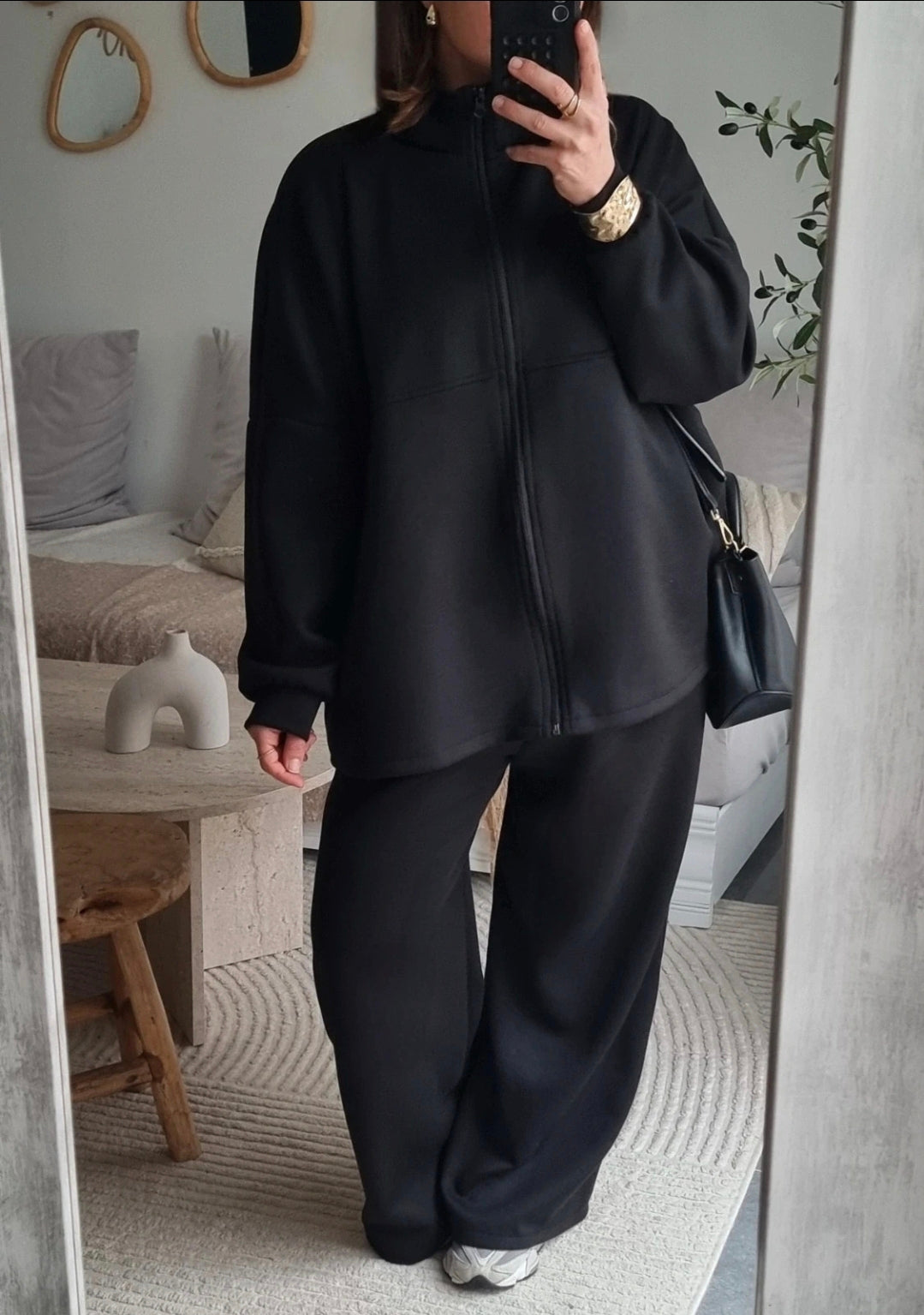 SURVÊTEMENT MOLLETONNÉ À ZIP NOIR