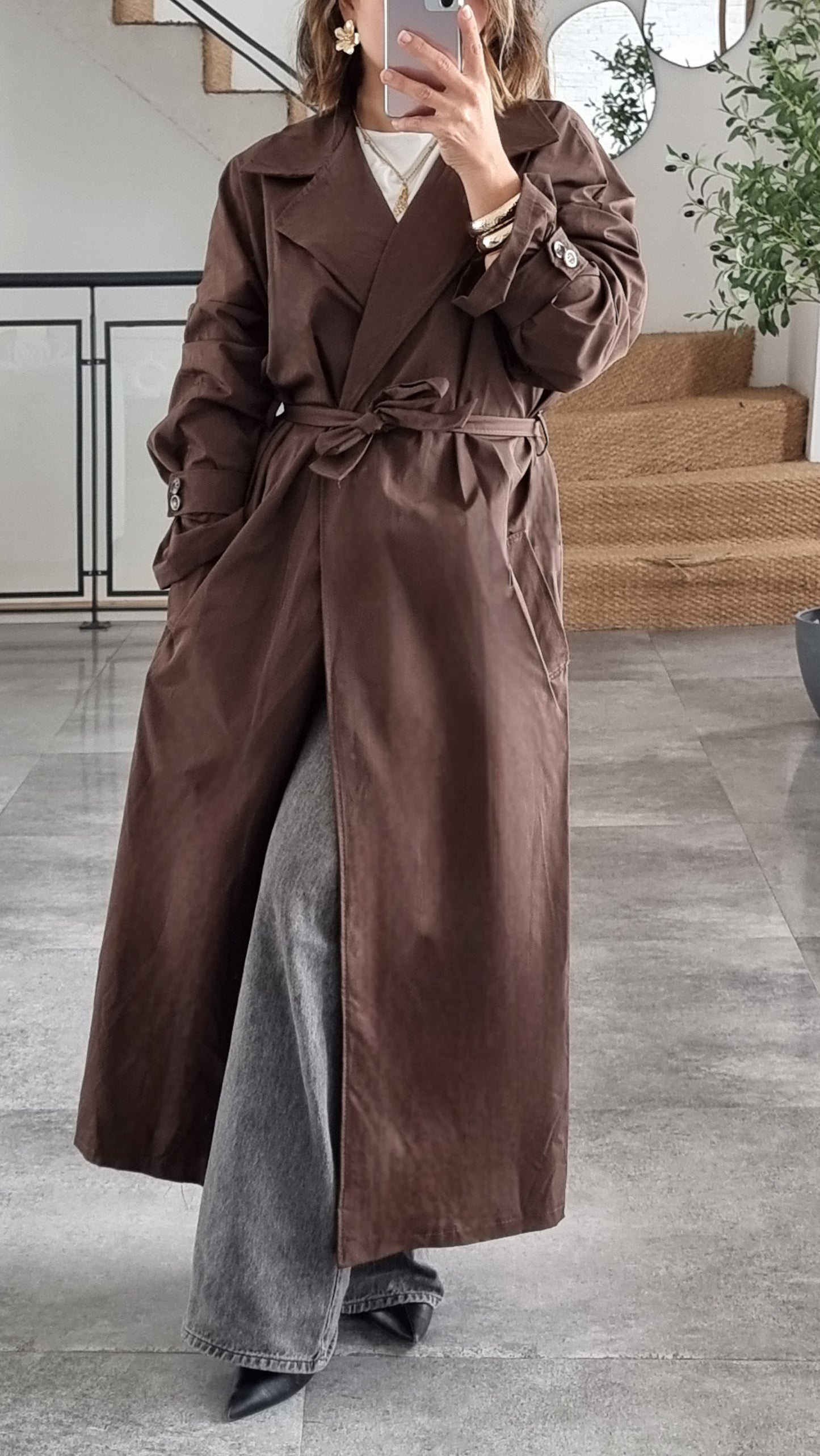 TRENCH COAT OVERSIZE CHOCOLAT