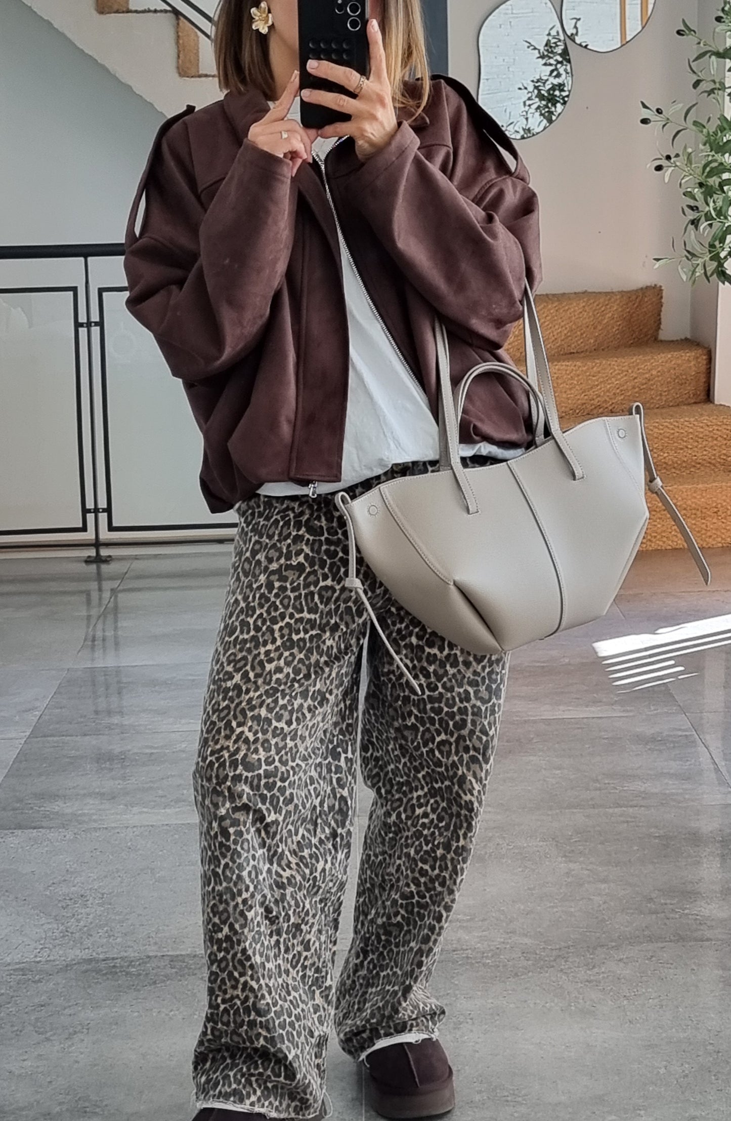 VESTE EFFET DAIM CHOCO