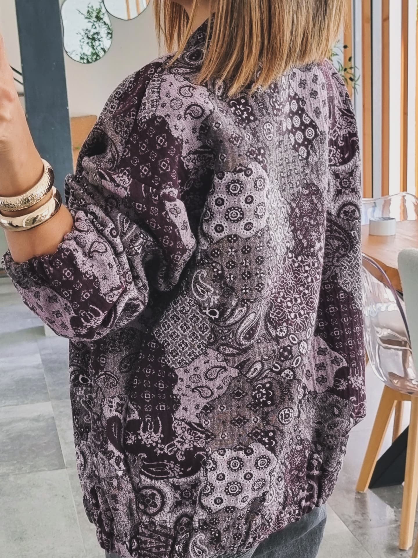 VESTE BOMBERS À MOTIF PRUNE