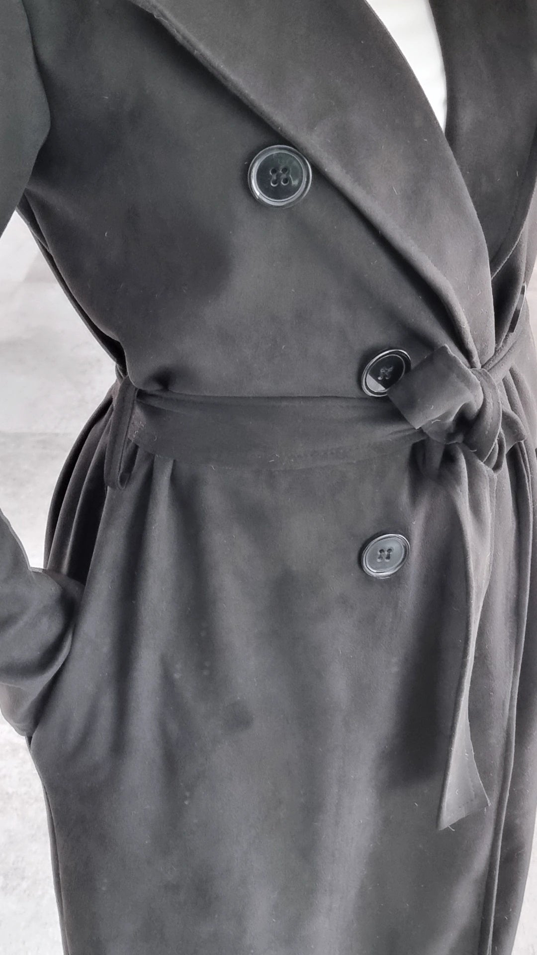 TRENCH COAT EFFET DAIM NOIR