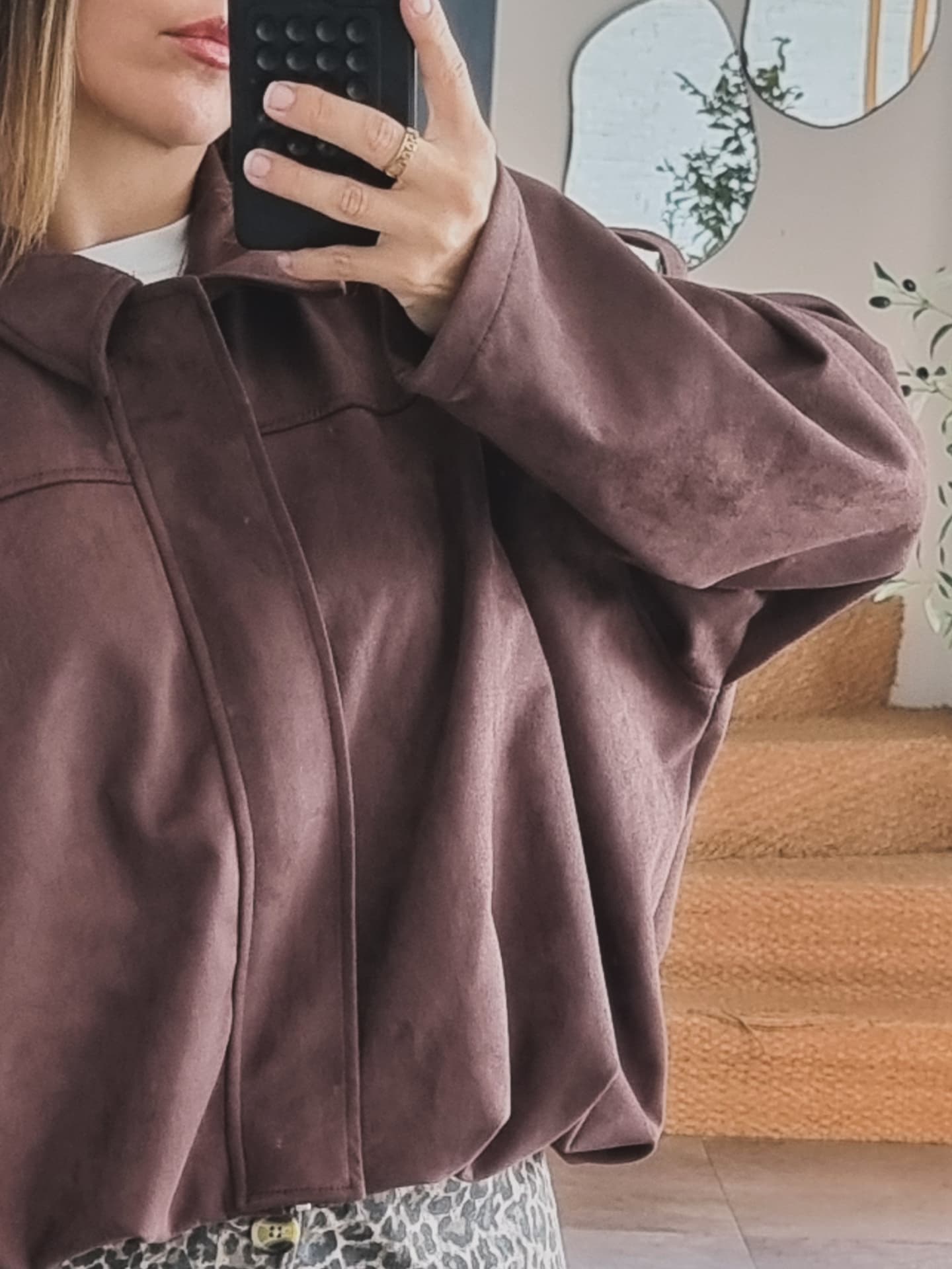 VESTE EFFET DAIM CHOCO