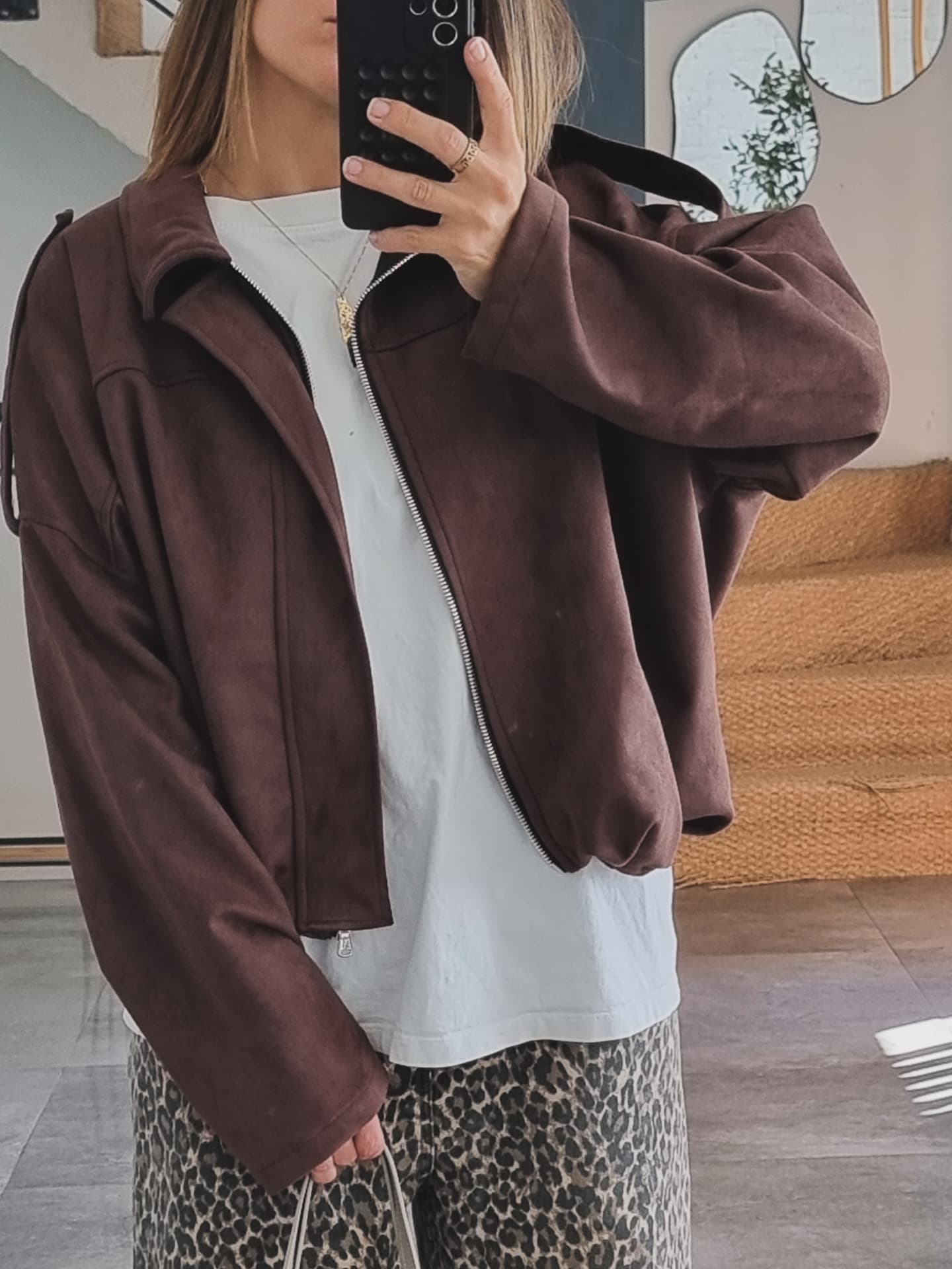 VESTE EFFET DAIM CHOCO