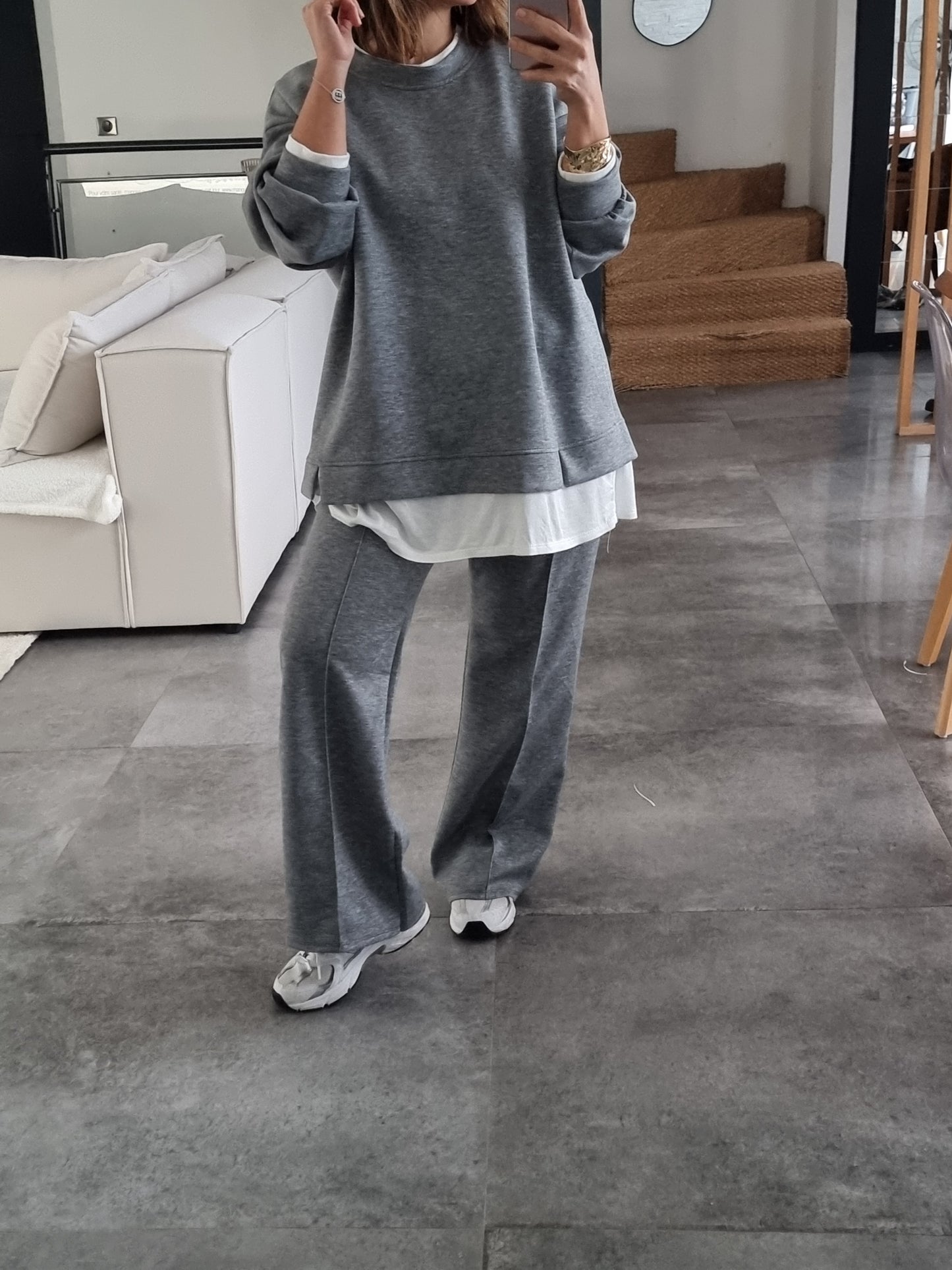 ENSEMBLE DÉCONTRACTÉ GRIS T-SHIRT