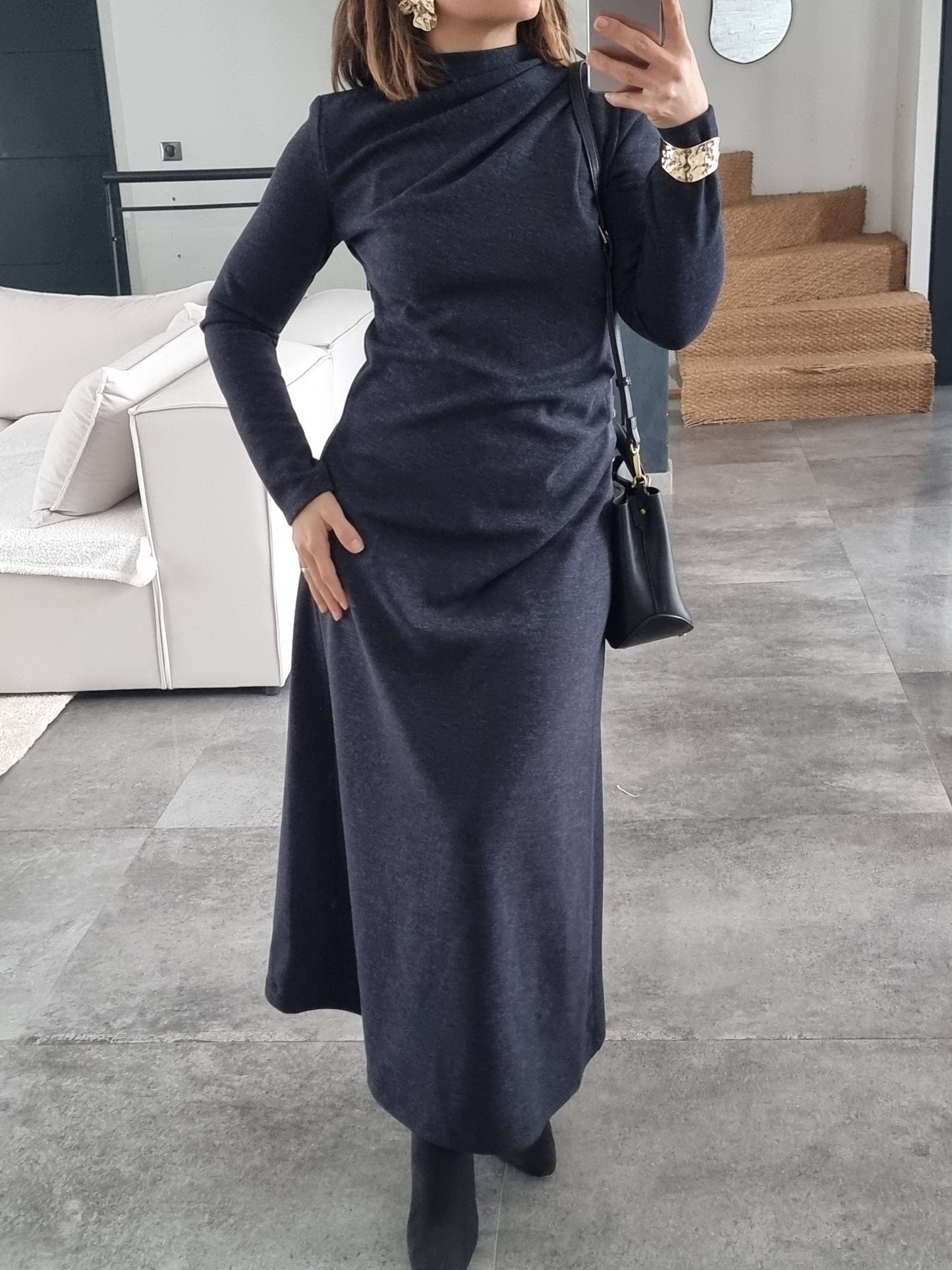 ROBE LONGUE SOFT TOUCH BLEUE NUIT