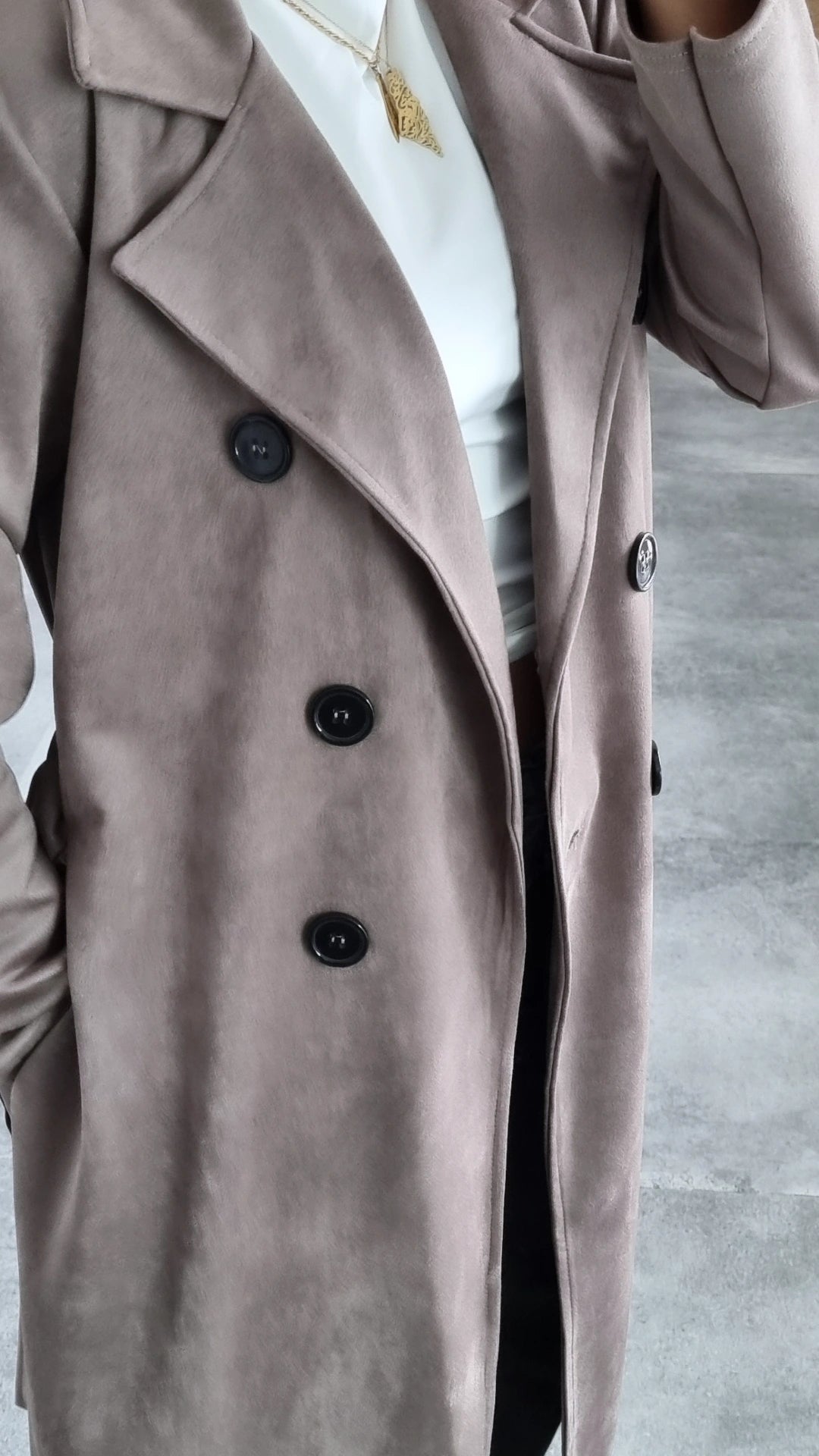 TRENCH COAT EFFET DAIM TAUPE