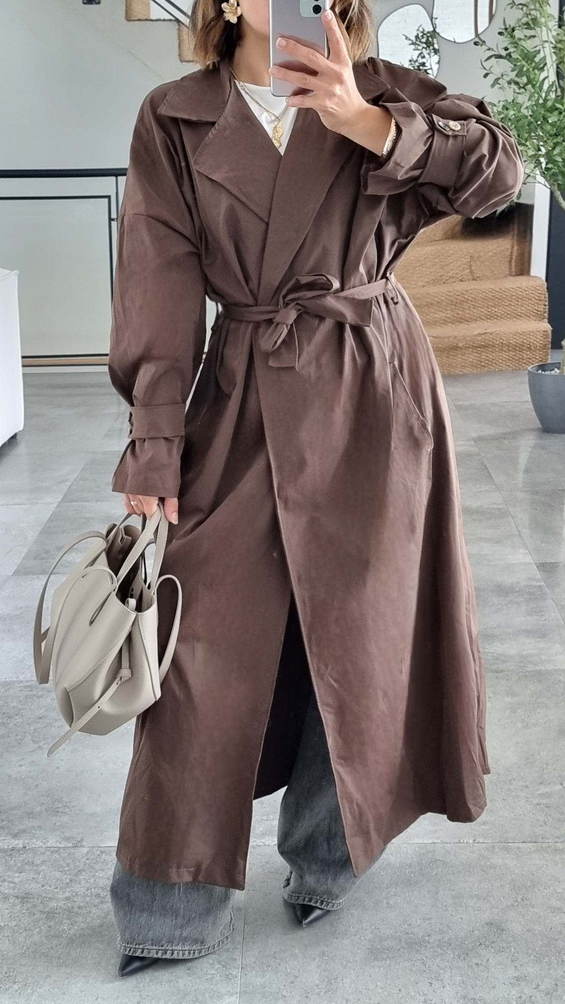 TRENCH COAT OVERSIZE CHOCOLAT