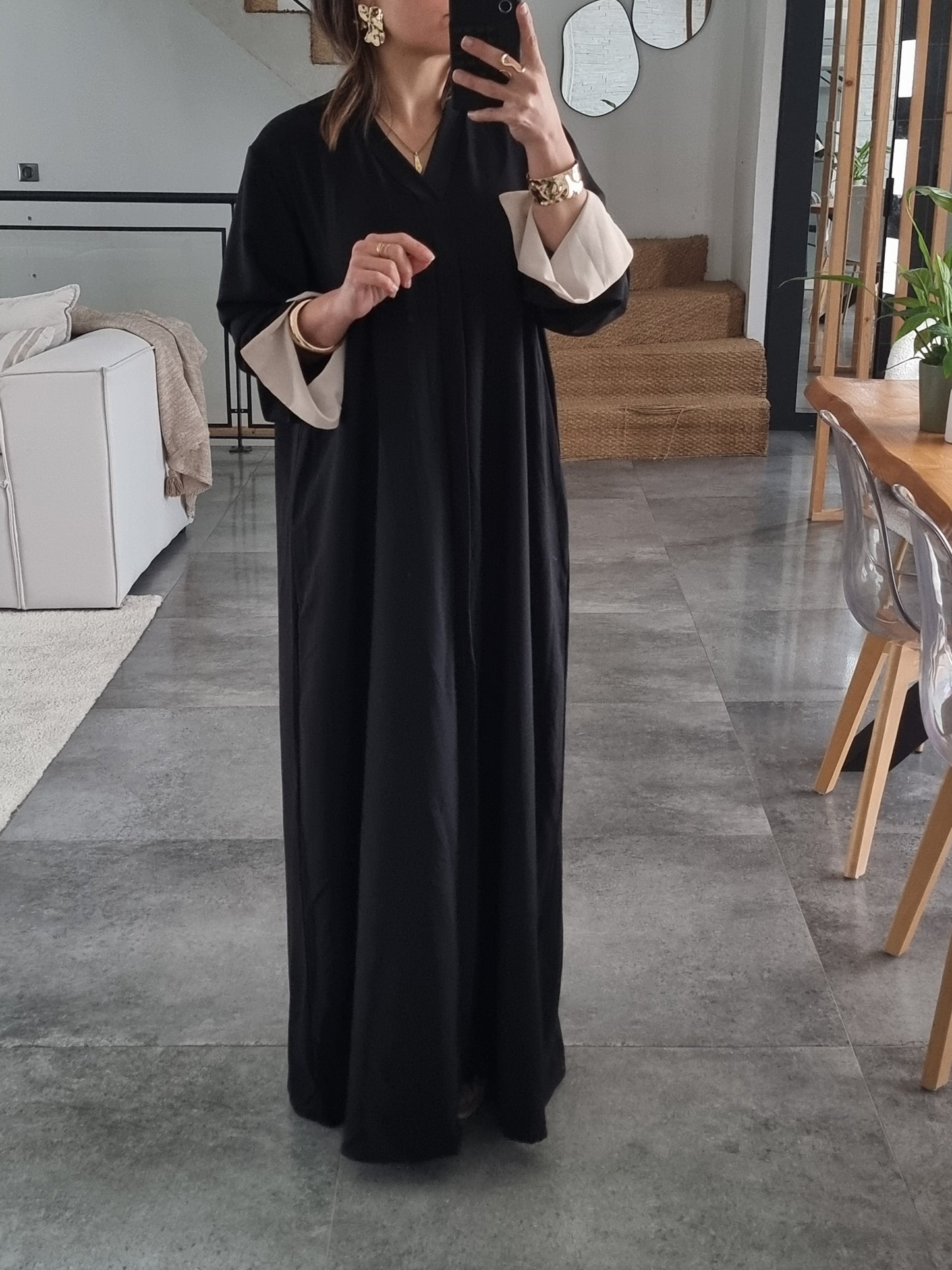 ABAYA EVASEE COL V NOIRE