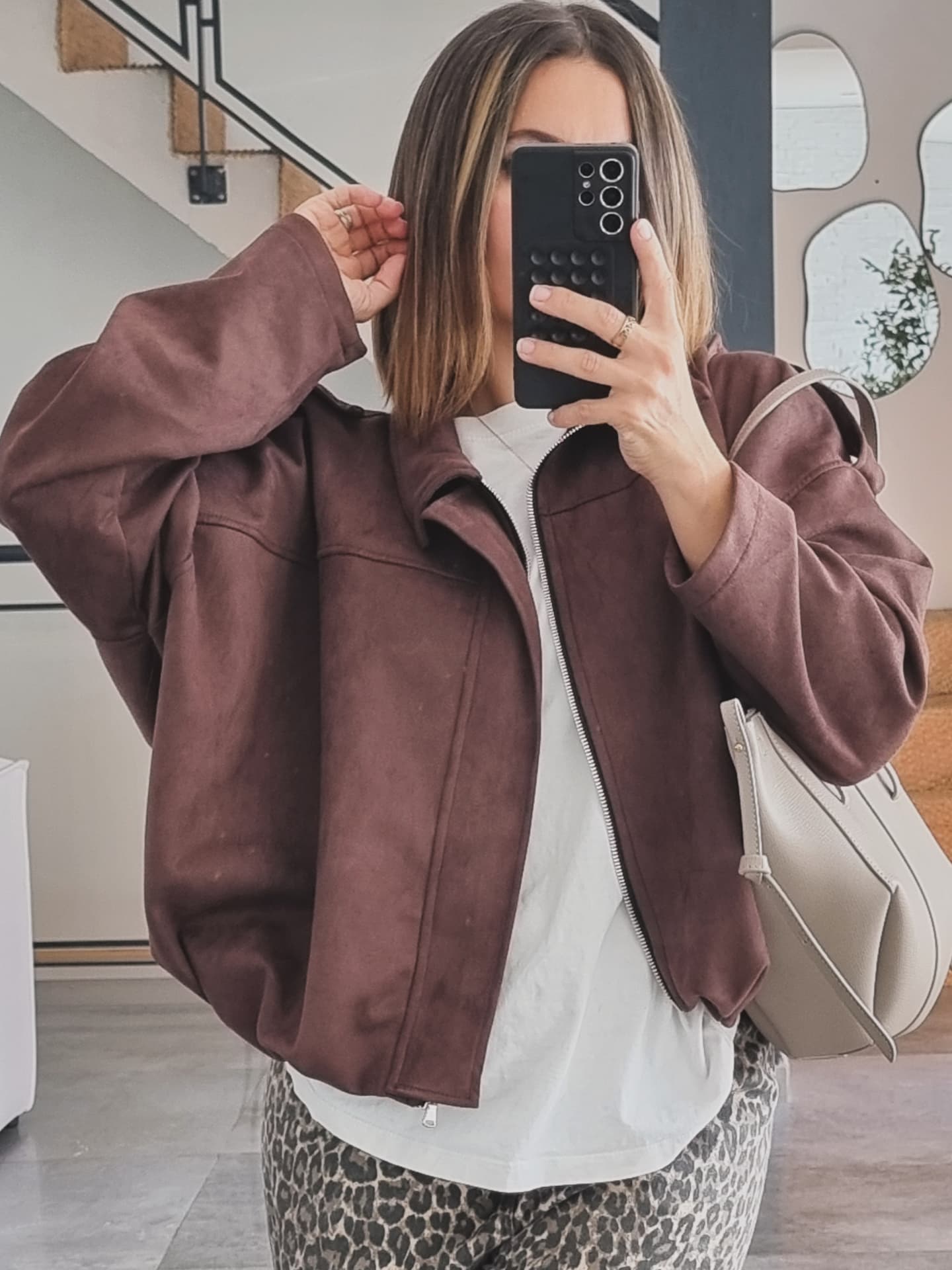 VESTE EFFET DAIM CHOCO
