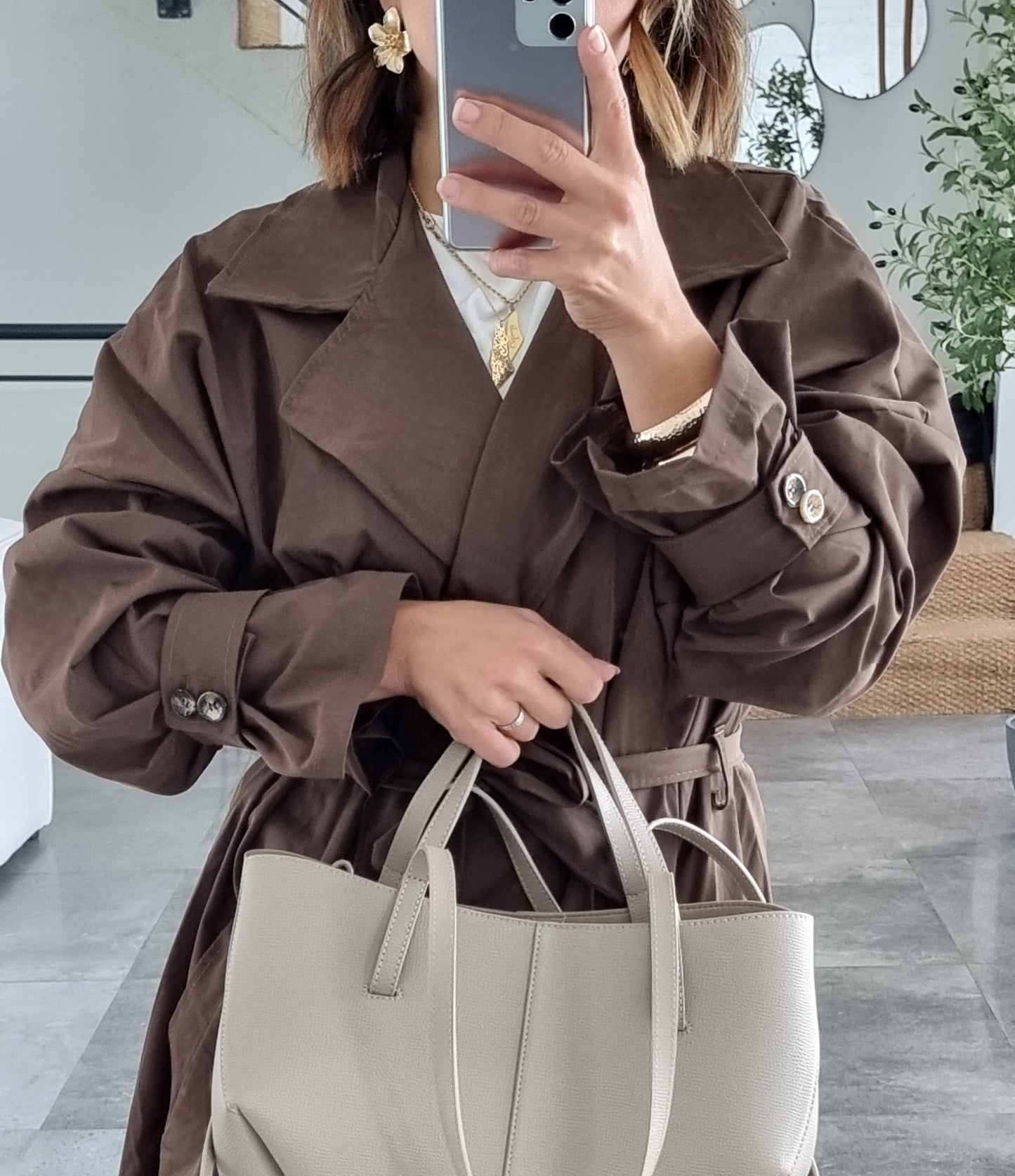 TRENCH COAT OVERSIZE CHOCOLAT