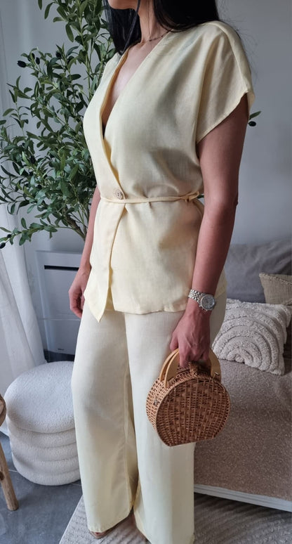 ENSEMBLE VESTE CROISÉE SANS MANCHES