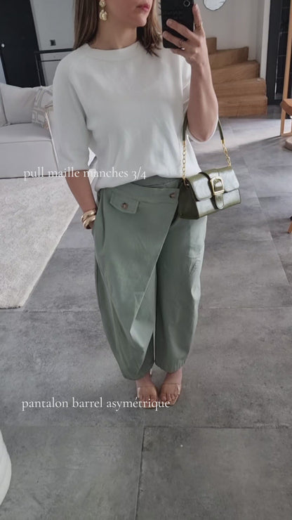 PANTALON BARREL ASYMÉTRIQUE KAKI