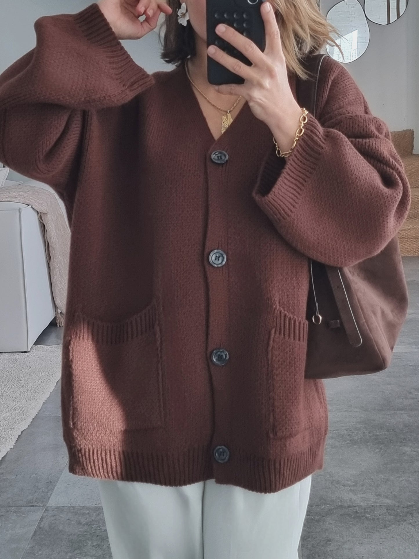 CARDIGAN MAILLE MARRON