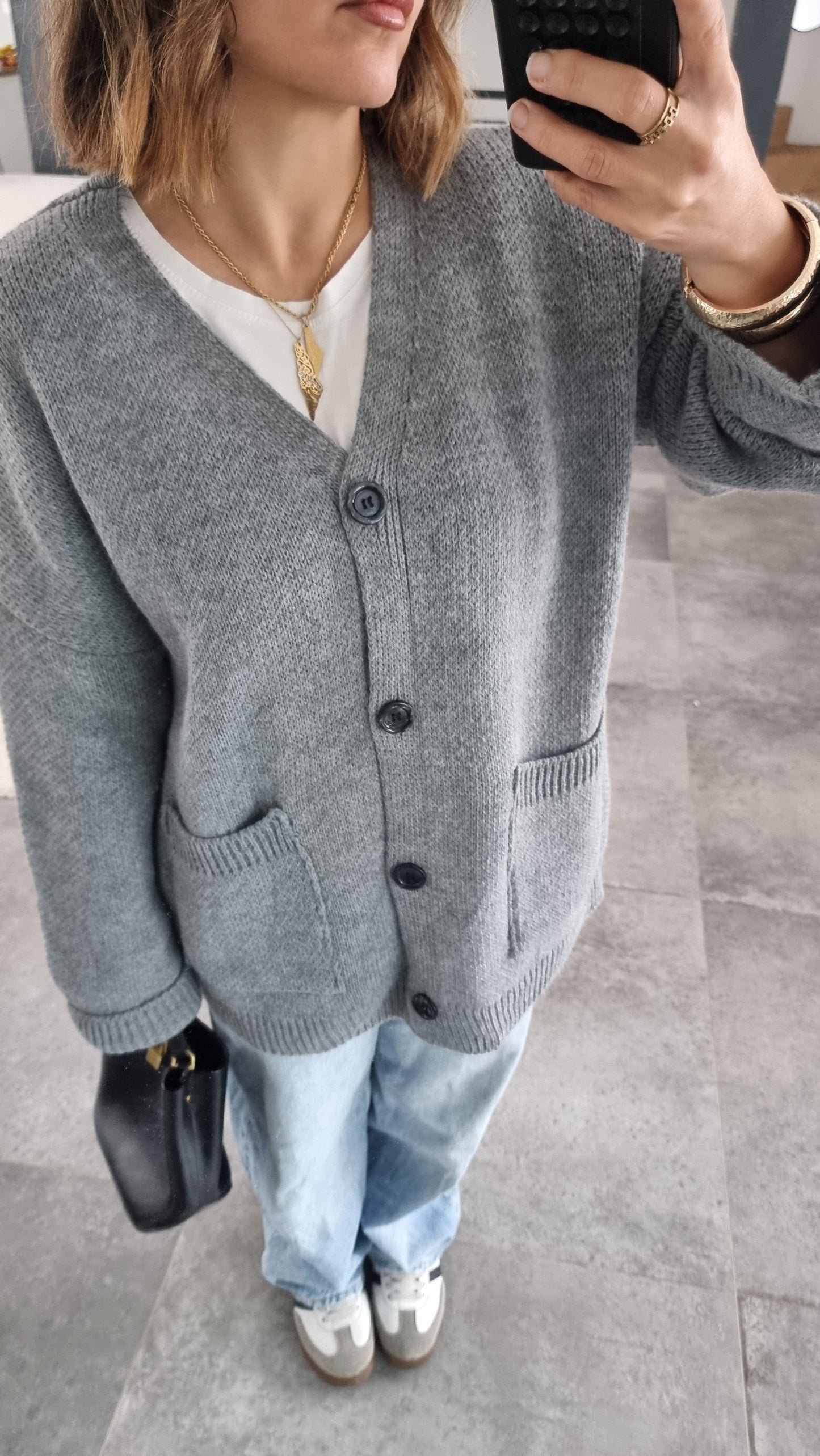 CARDIGAN MAILLE GRIS