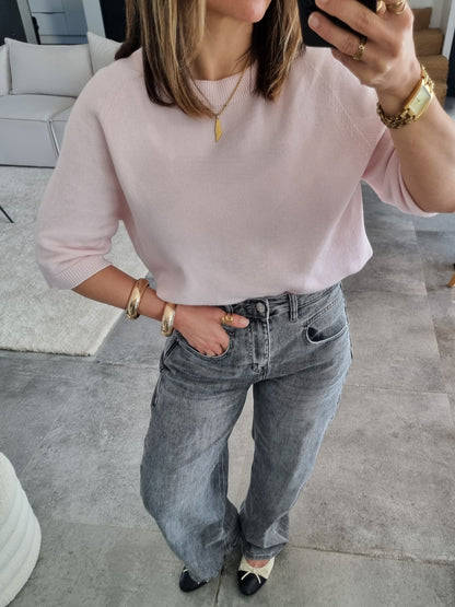 PULL MANCHES 3/4 ROSE