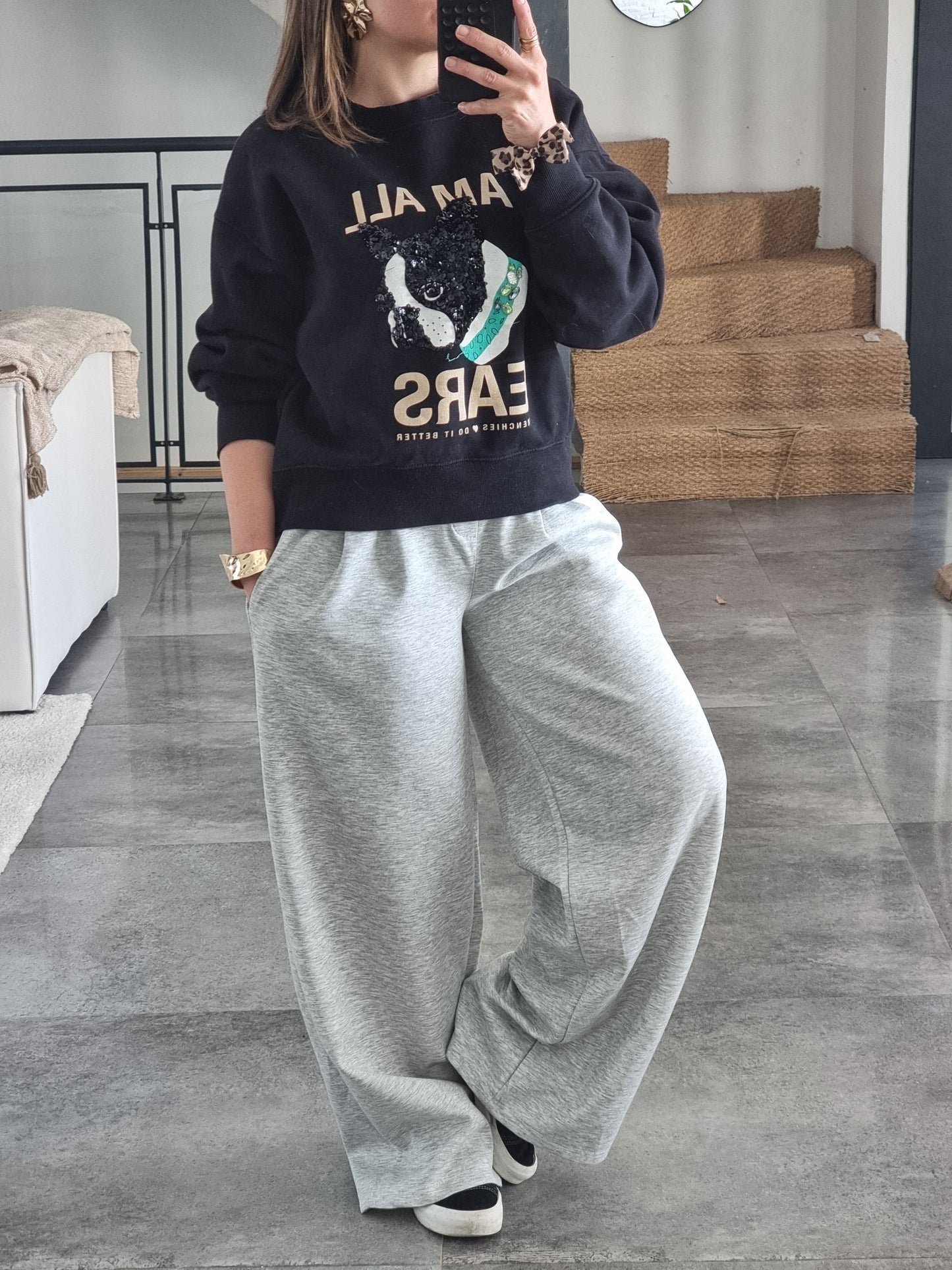 PANTALON JOGGER À PINCES GRIS