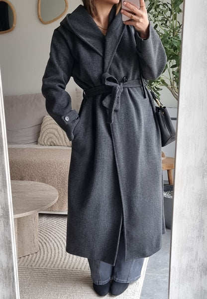 TRENCH A CAPUCHE GRIS