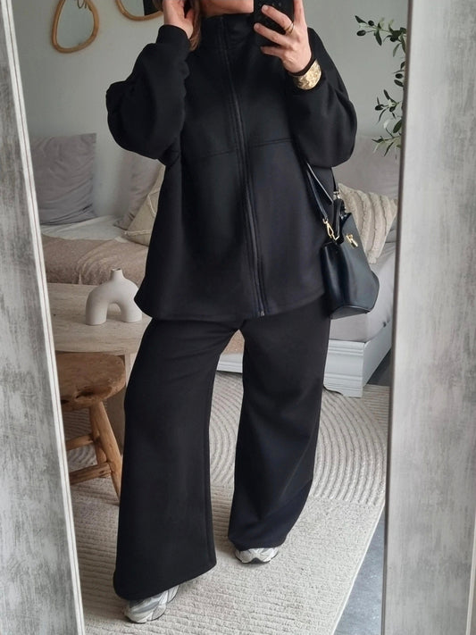 SURVÊTEMENT MOLLETONNÉ À ZIP NOIR
