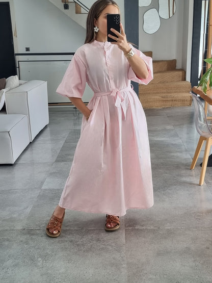 ROBE PATINEUSE MANCHES BOUFFANTES 3/4 ROSE