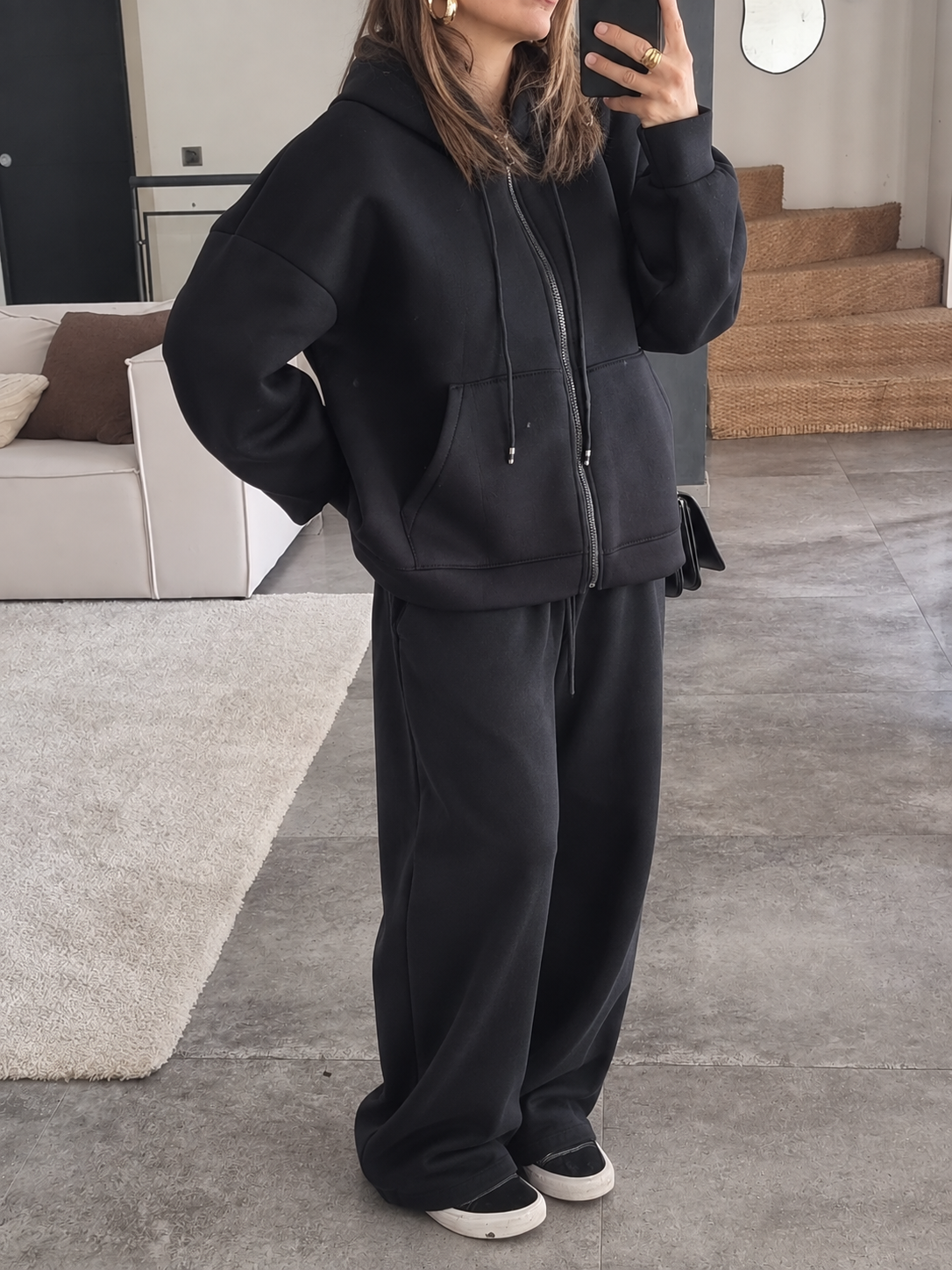 SWEAT À CAPUCHE ZIPPÉ NOIR