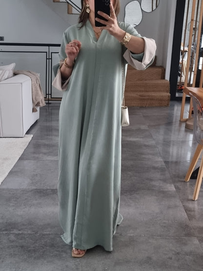 ABAYA EVASEE COL V VERT D'EAU