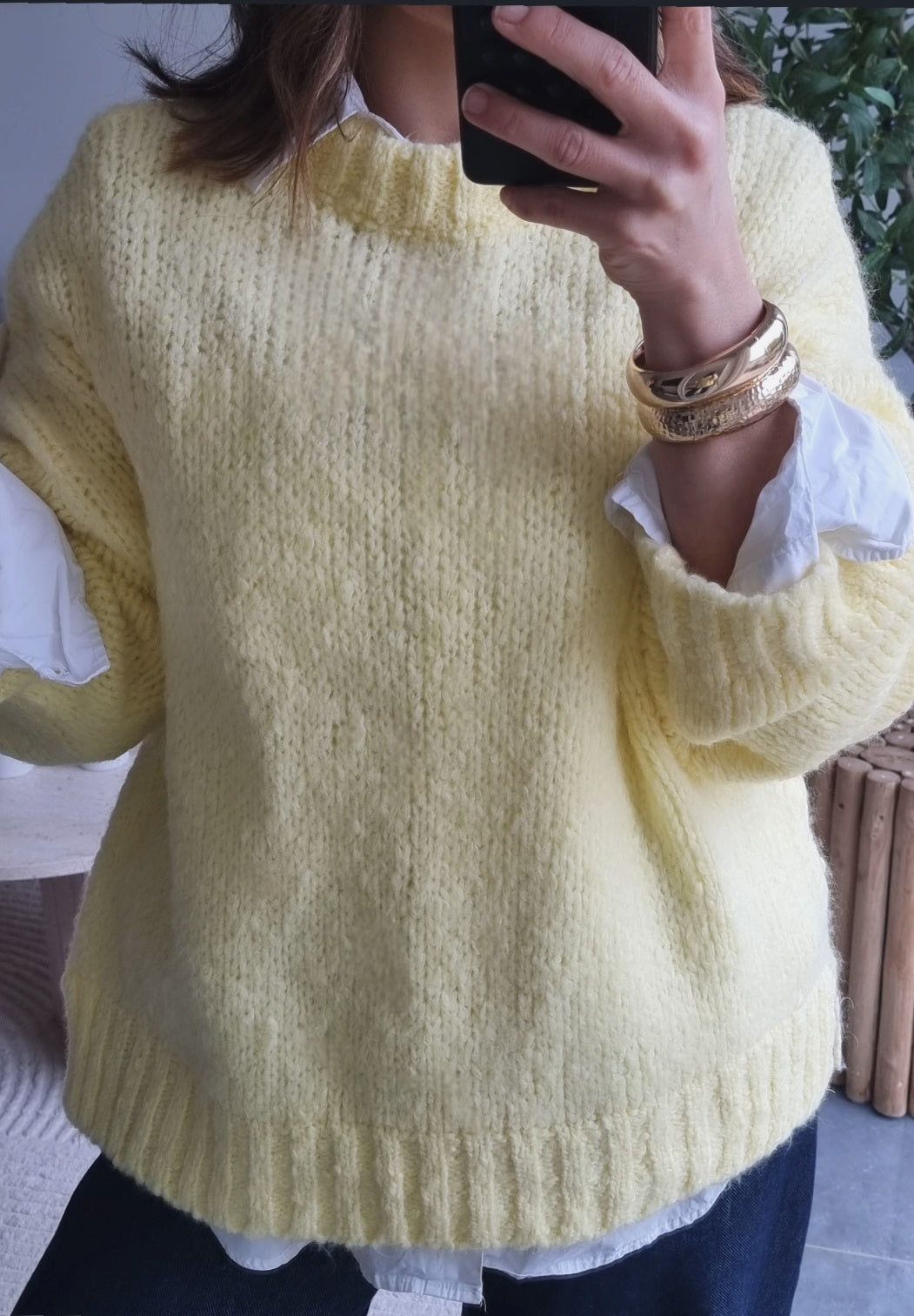 PULL LAINE JAUNE PASTEL