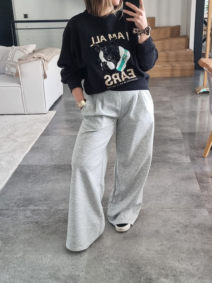 PANTALON JOGGER À PINCES GRIS