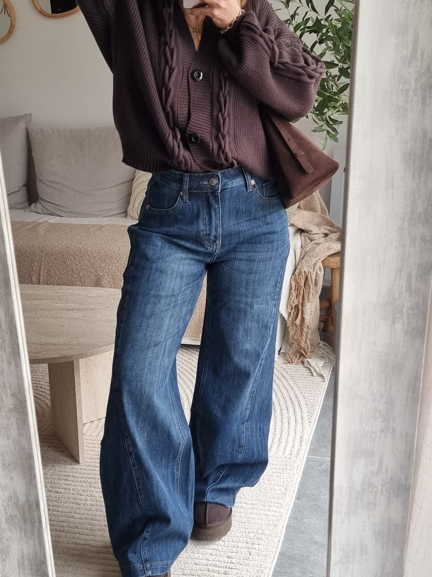 CARDIGAN MAILLE COL V MARRON