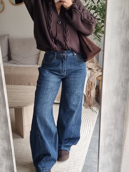 CARDIGAN MAILLE COL V MARRON