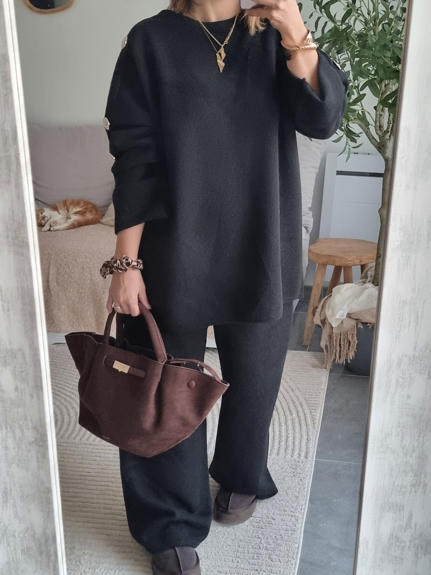 ENSEMBLE CÔTELÉ NOIR