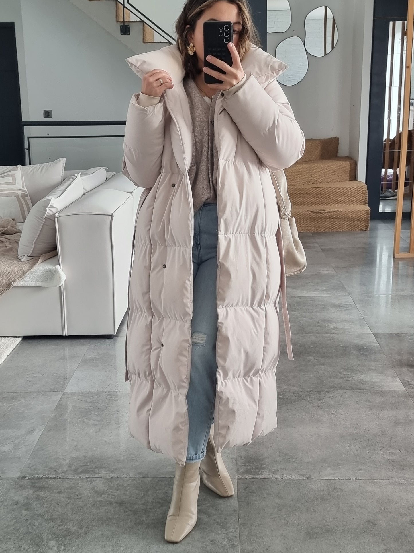 DOUDOUNE LONGUE MATELASSÉE BEIGE