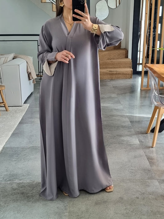 ABAYA EVASEE COL V GRISE