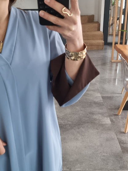ABAYA EVASEE COL V BLEUE