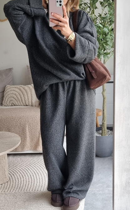 ENSEMBLE CÔTELÉ GRIS FONCÉ