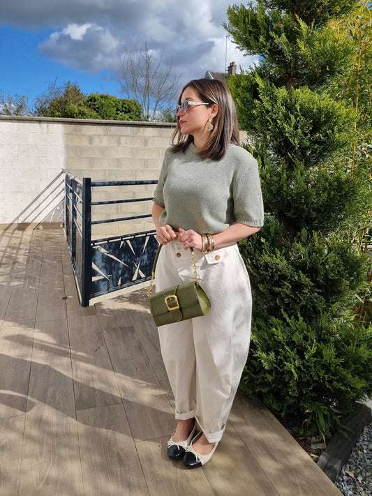 PANTALON BARREL ASYMÉTRIQUE ECRU