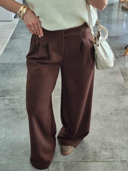 PANTALON JOGGER À PINCES CHOCOLAT