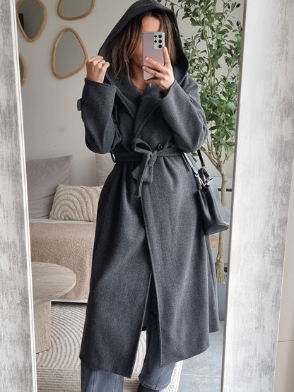 TRENCH A CAPUCHE GRIS
