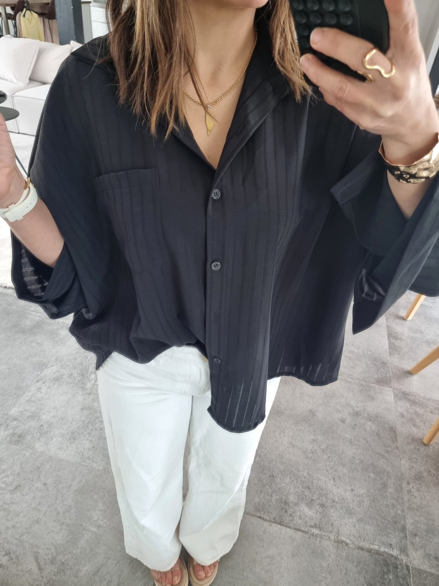 CHEMISE ASYMÉTRIQUE OVERSIZE NOIRE