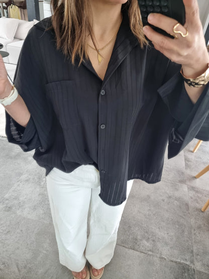 CHEMISE ASYMÉTRIQUE OVERSIZE NOIRE